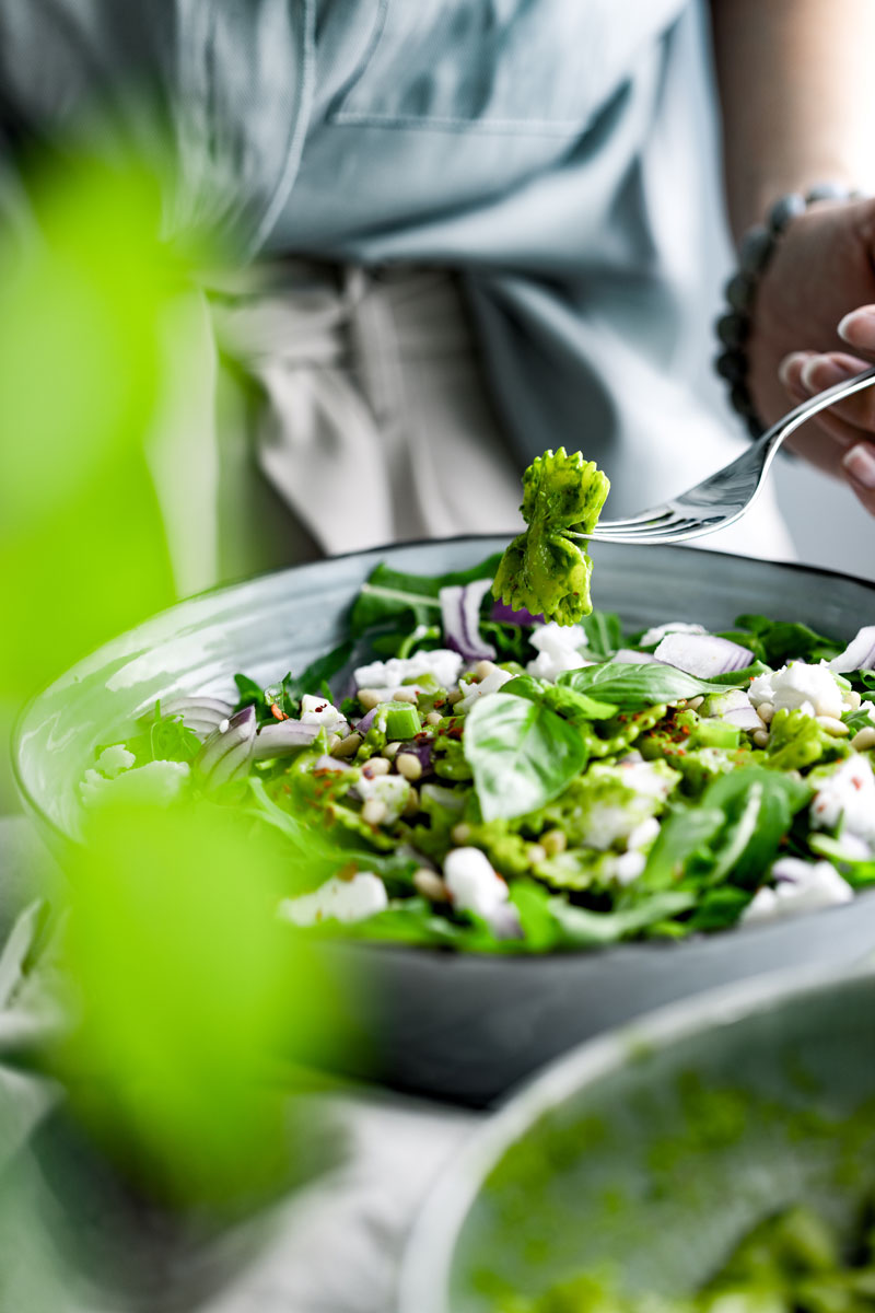 Green pasta salad