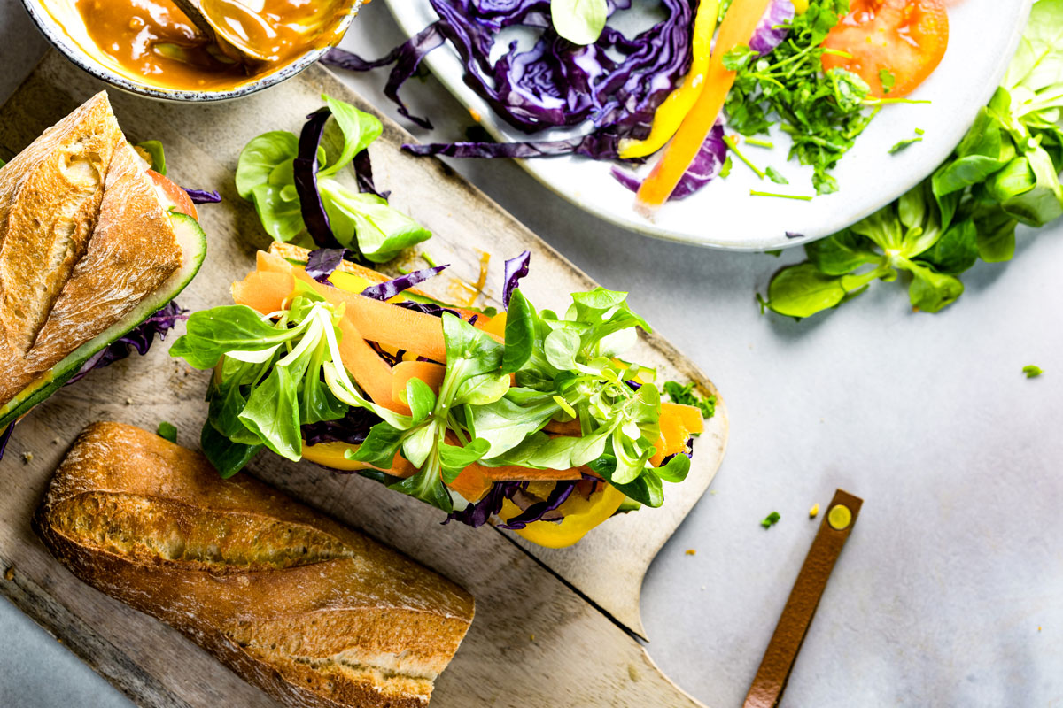 Rainbow veggie sandwich