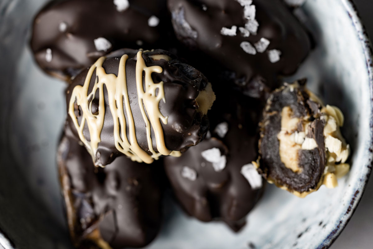 Chocolate Snickers Stuffed Dates